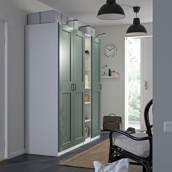 PAX / GRIMO Combinación de armario, blanco gris-verde/blanco, 72 7/8x23 5/8x79 1/4 "