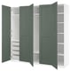 PAX / GRIMO Combinación de armario, blanco/gris-verde, 98 3/8x23 5/8x93 1/8 "