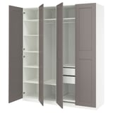 PAX / GRIMO Combinación de armario, blanco/gris, 78 3/4x23 5/8x93 1/8 "