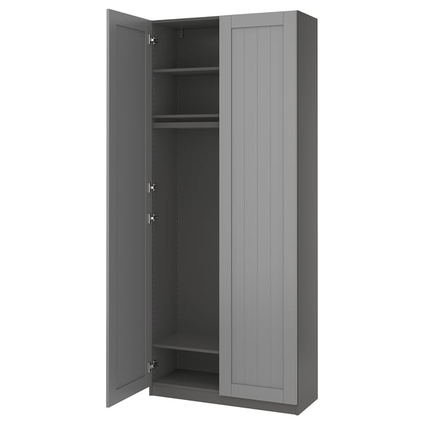 PAX / GULLABERG Combinación de armario, gris oscuro/gris, 39 3/8x14 7/8x93 1/8 "