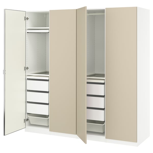 PAX / REINSVOLL/ÅHEIM Combinación de armario, blanco/beige grisáceo espejo de vidrio, 78 3/4x23 5/8x79 1/4 "