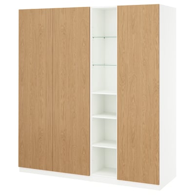 PAX / STORKLINTA Combinación de armario, blanco efecto de roble/blanco, 72 7/8x23 5/8x79 1/4 "