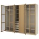 Opción: PAX / TONSTAD Combinación de armario, beige grisáceo/chapa de roble vidrio, 118 1/8x23 5/8x93 1/8 "