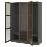 PAX / TONSTAD Combinación de armario, gris oscuro marrón/chapa de roble teñida vidrio, 59x23 5/8x79 1/4 "