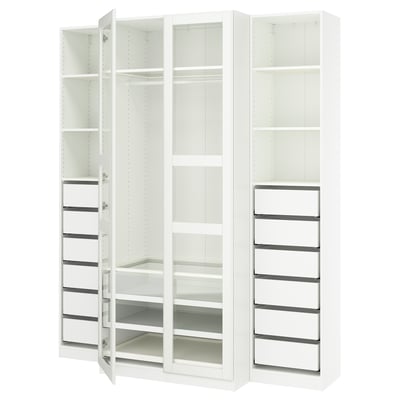 PAX / TYSSEDAL Combinación de armario, blanco/vidrio blanco, 78 3/4x23 5/8x93 1/8 "
