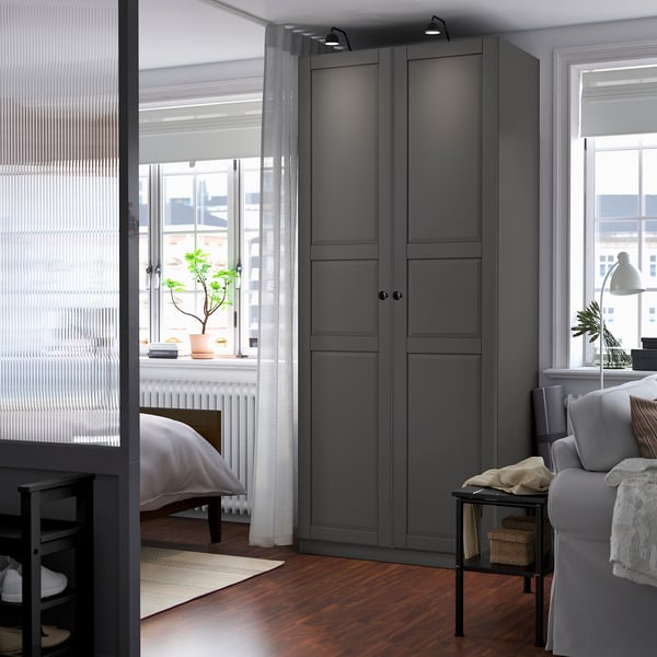 PAX / TYSSEDAL Combinación de armario, gris oscuro/gris oscuro, 39 3/8x23 5/8x93 1/8 "