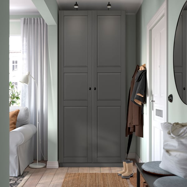PAX / TYSSEDAL Combinación de armario, gris oscuro/gris oscuro, 39 3/8x23 5/8x93 1/8 "