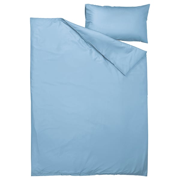 PILTANDVINGE Funda nórdica+funda(s) de almohada, azul claro, Tamaño twin