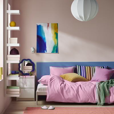 PILTANDVINGE Funda nórdica+funda(s) de almohada, rosado, Tamaño King