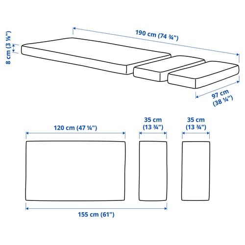 PLUTTEN Colchón espuma cama extensible, 38 1/4x74 3/4 "