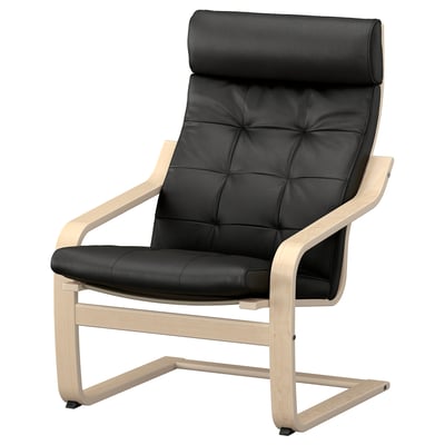 POÄNG Sillón, chapa de abedul/Grann negro