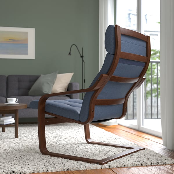 POÄNG Sillón, marrón/Gunnared azul