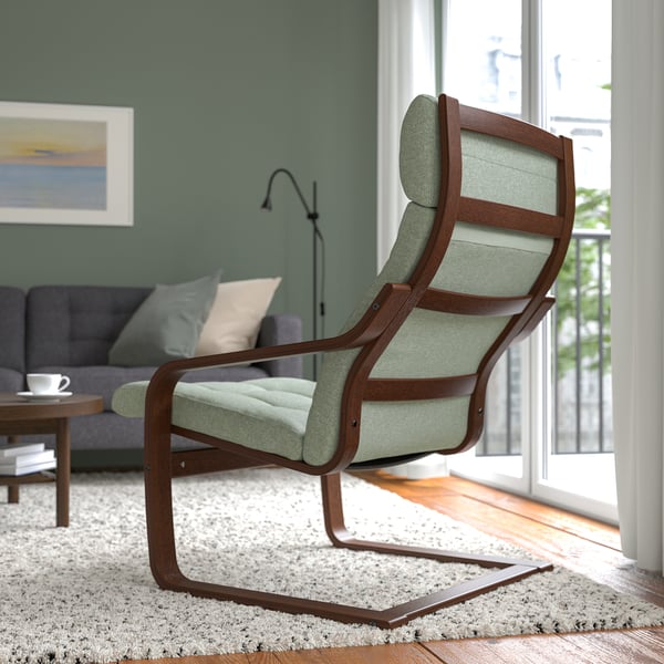 POÄNG Sillón, marrón/Gunnared verde claro