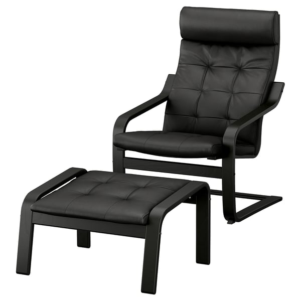 POÄNG Sillón y reposapiés, negro/Grann negro