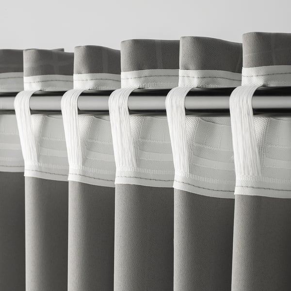 PRAKTTIDLÖSA Cortinas opacas, 1 par, gris, 50x98 "