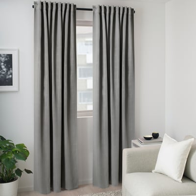 PRAKTTIDLÖSA Cortinas opacas, 1 par, gris, 50x98 "