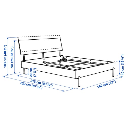 RÅDMANSÖ Muebles de dormitorio, juego de 3, marrón efecto de nogal, Tamaño queen