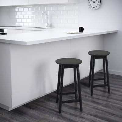 RÄVSTEN Taburete de bar, altura de encimera de cocina negro, 24 3/8 "