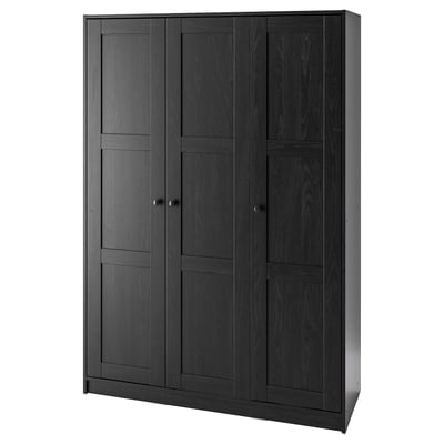 RAKKESTAD Armario+3 puertas, negro-marrón, 46 1/8x69 1/4 "