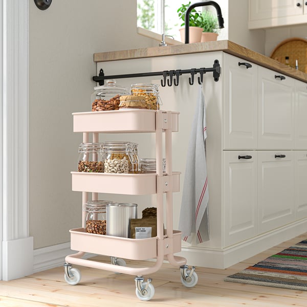 RÅSKOG Carrito, rosado, 11x15x24 "