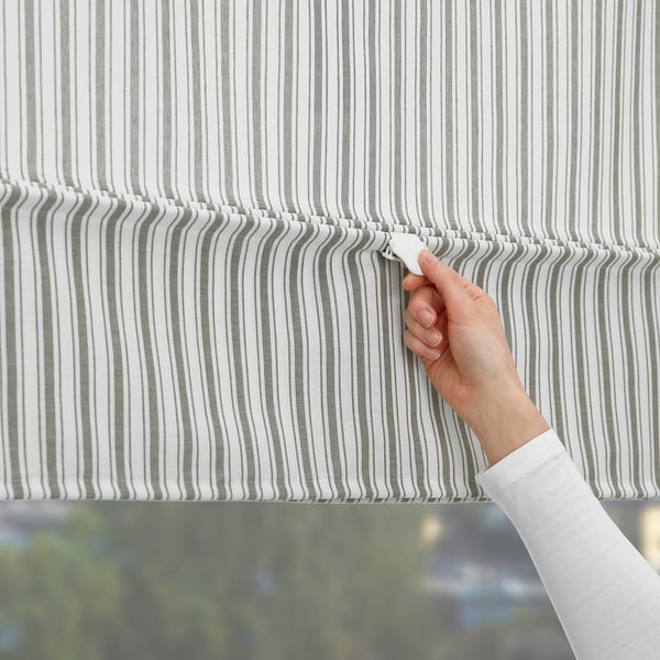 RINGBLOMMA Persiana romana, blanco/verde/a rayas, 48x63 "