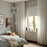 RITVA Cortinas con tiras, 1 par, blanco/+cinta de fruncir, 57x118 "