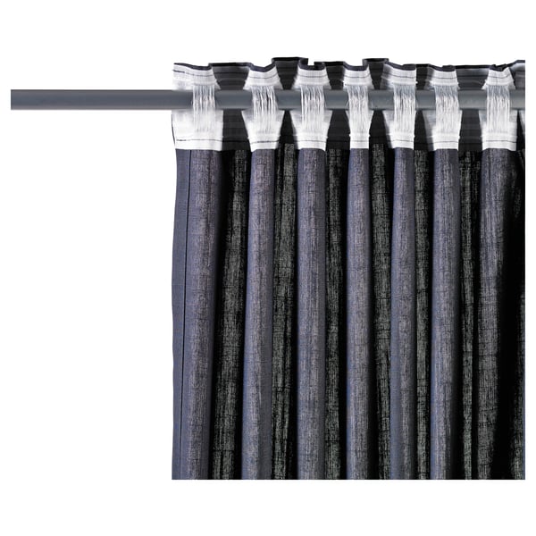 RITVA Cortinas con tiras, 1 par, gris/+cinta de fruncir, 57x65 "