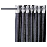 RITVA Cortinas con tiras, 1 par, gris/+cinta de fruncir, 57x65 "