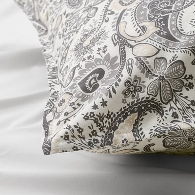 RODGERSIA Funda de almohada, gris/blanco, Tamaño queen