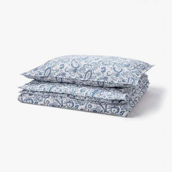 RODGERSIA Funda nórdica+funda(s) de almohada, azul/blanco, Tamaño twin