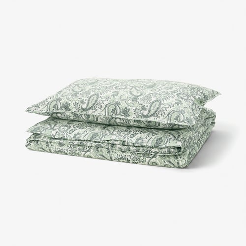 RODGERSIA Funda nórdica+funda(s) de almohada, verde/blanco, Tamaño twin