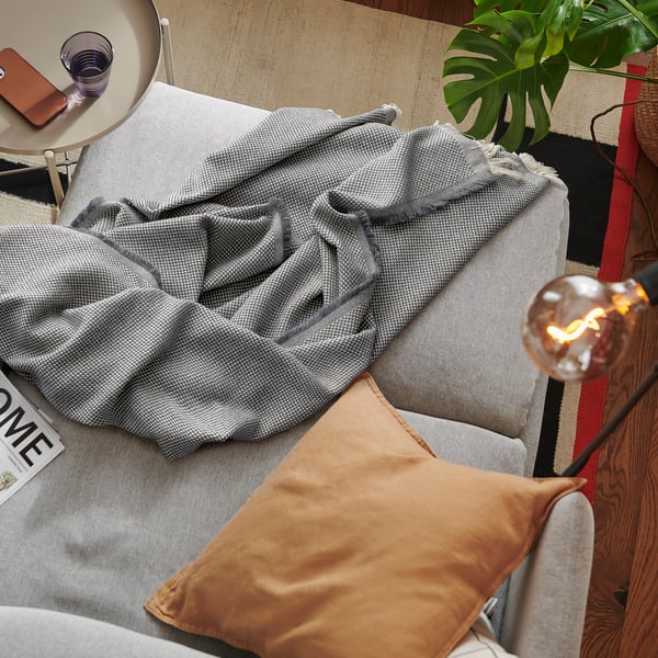 RÖNNBÄRSMAL Cobija, gris/blanco, 51x67 "