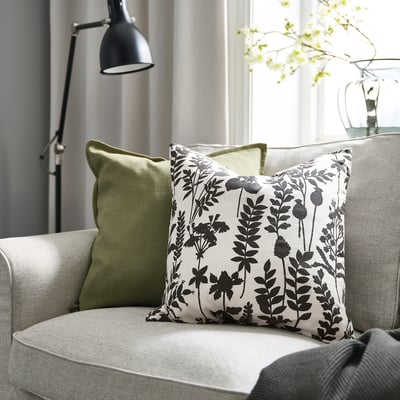 ROTVECKLARE Funda para cojín, blanco/antracita, 20x20 "