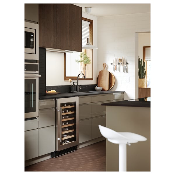 RUNSBÄCK Panel pared hecho por encargo, negro/marrón mate efecto de mármol/porcelana de alta presión, 3/4 "