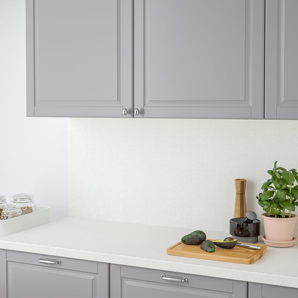 SÄLJAN Barra de cocina, blanco/gris claro efecto de piedra/laminado, 98x1 1/2 "