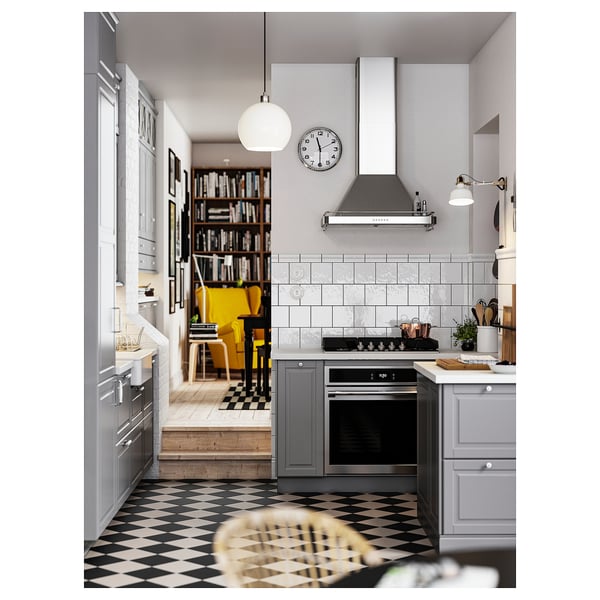 SÄLJAN Barra de cocina, blanco/gris claro efecto de piedra/laminado, 74x1 1/2 "