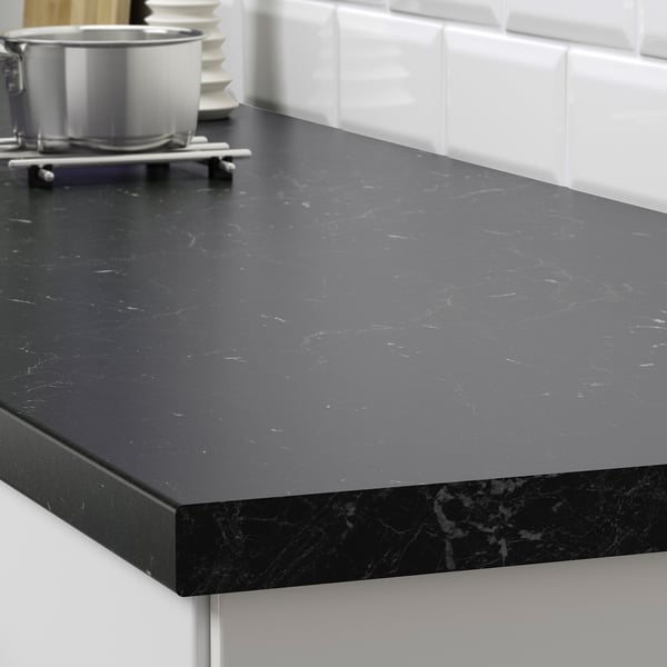 SÄLJAN Barra de cocina, negro efecto de mármol/laminado, 74x1 1/2 "