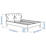 SAGESUND Base de cama tapizada, Diseröd marrón/Lönset, Tamaño queen