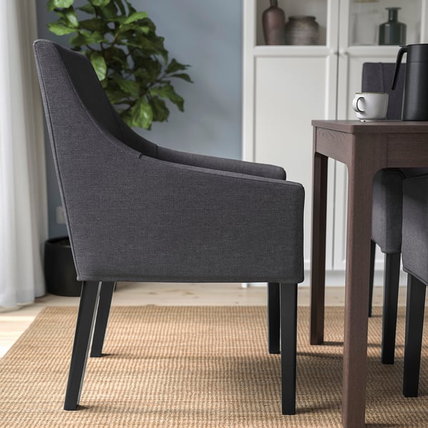 SAKARIAS Silla con reposabrazos, negro/Sporda gris oscuro
