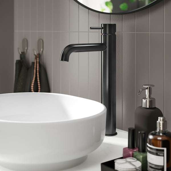 SALLSJÖN Grifo de baño+palanca superior, negro, XL