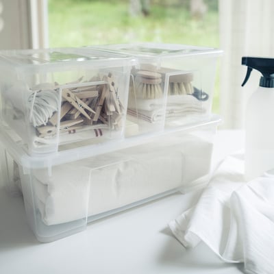 SAMLA Caja con tapa, transparente, 15 ¼x11x5 ½ "/3 gal