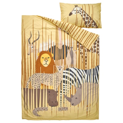 SANDLÖPARE Funda nórdica+funda de almohada, amarillo/sabana, Tamaño twin
