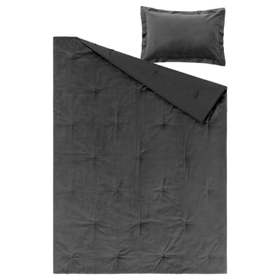 SANELA Juego de edredón, gris oscuro, Twin/Twin extra largo