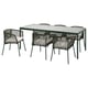 SEGERÖN Mesa+6 sillas reposabrazos, ext, verde oscuro/Frösön/Duvholmen beige, 83 1/2 "