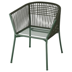 SEGERÖN Silla+reposabrazos, exterior, verde oscuro