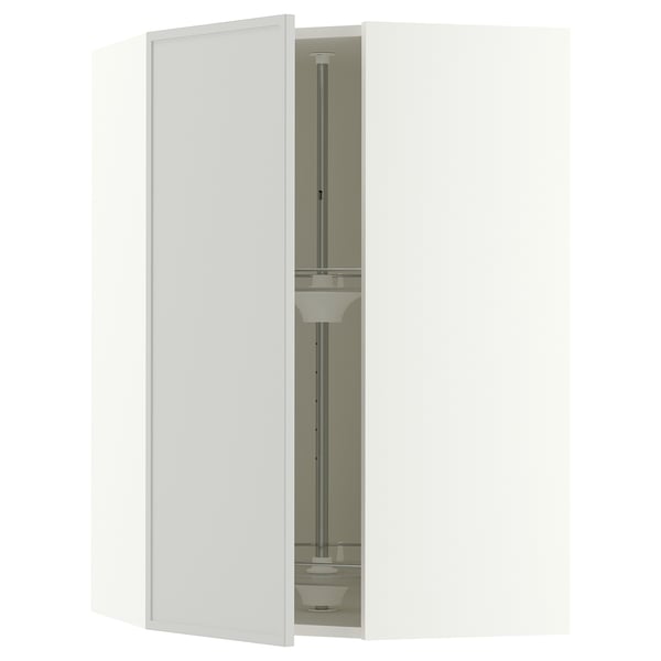SEKTION Arm pared esquina+estante giratorio, blanco/Aspudden gris claro, 26x15x40 "