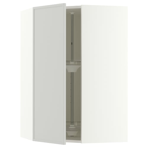 SEKTION Arm pared esquina+estante giratorio, blanco/Aspudden gris claro, 26x15x40 "