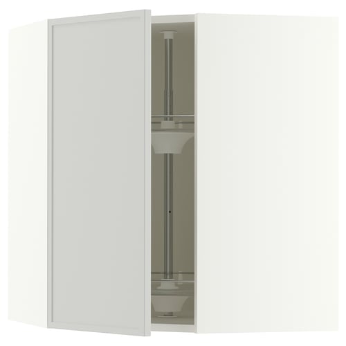 SEKTION Arm pared esquina+estante giratorio, blanco/Aspudden gris claro, 26x15x30 "