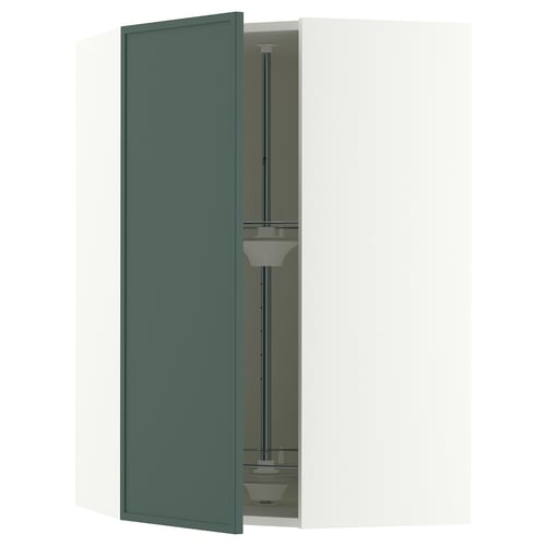 SEKTION Arm pared esquina+estante giratorio, blanco/Aspudden gris verdoso oscuro, 26x15x40 "