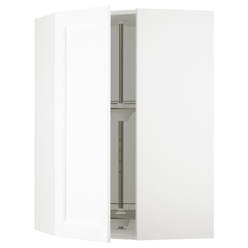 SEKTION Arm pared esquina+estante giratorio, blanco Enköping/blanco efecto madera, 26x15x40 "